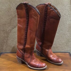 Vintage Miss Capezio Braided Leather Tall Riding Boots  Women’s 6 1/2 Med